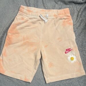 Nike Kids' Orange Tie-Dye Shorts with Daisy